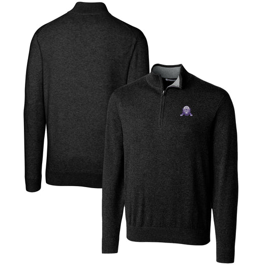 Men's Cutter & Buck Black Northwestern Wildcats Lakemont Quarter-Zip Pullover Sweater