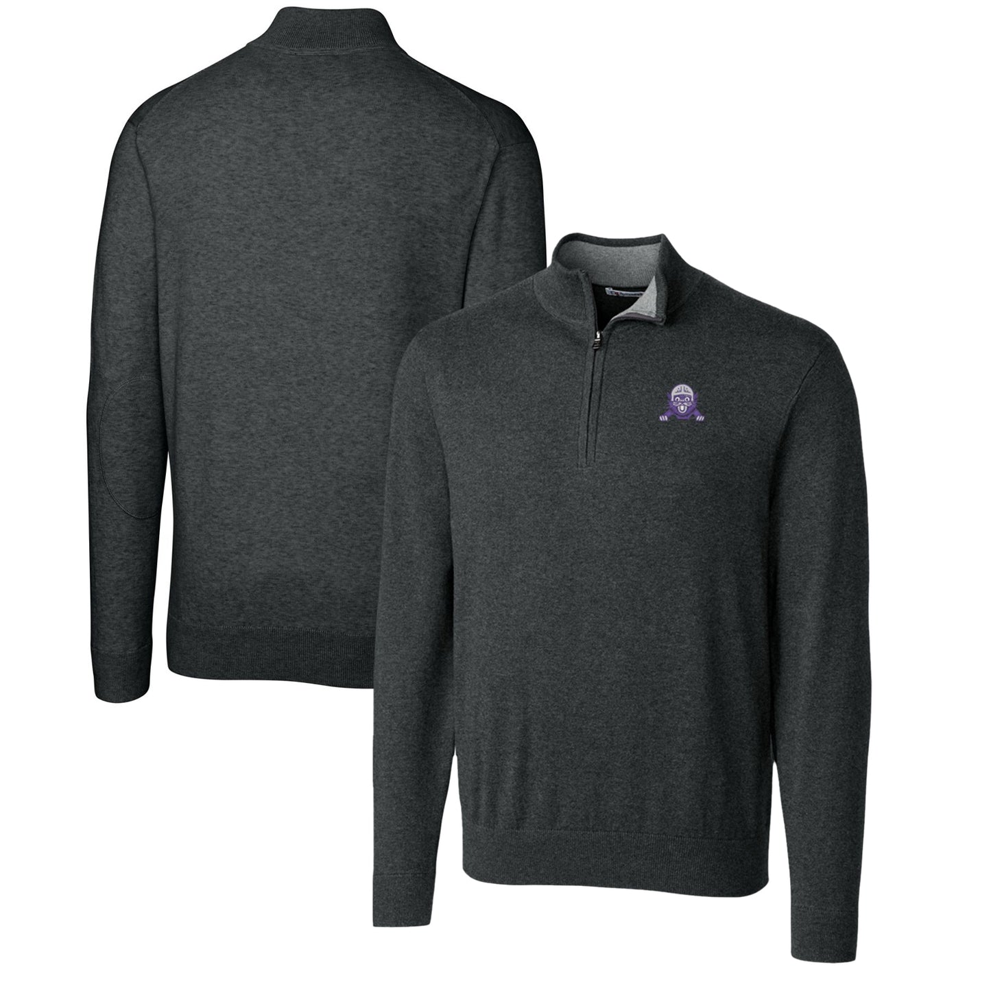 Men's Cutter & Buck Heather Charcoal Northwestern Wildcats Lakemont Quarter-Zip Pullover Sweater