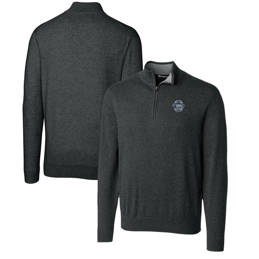 Men's Cutter & Buck Heather Charcoal Penn State Nittany Lions Lakemont Quarter-Zip Pullover Sweater