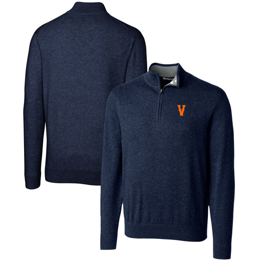 Men's Cutter & Buck Navy Virginia Cavaliers Vintage Lakemont Quarter-Zip Pullover Sweater