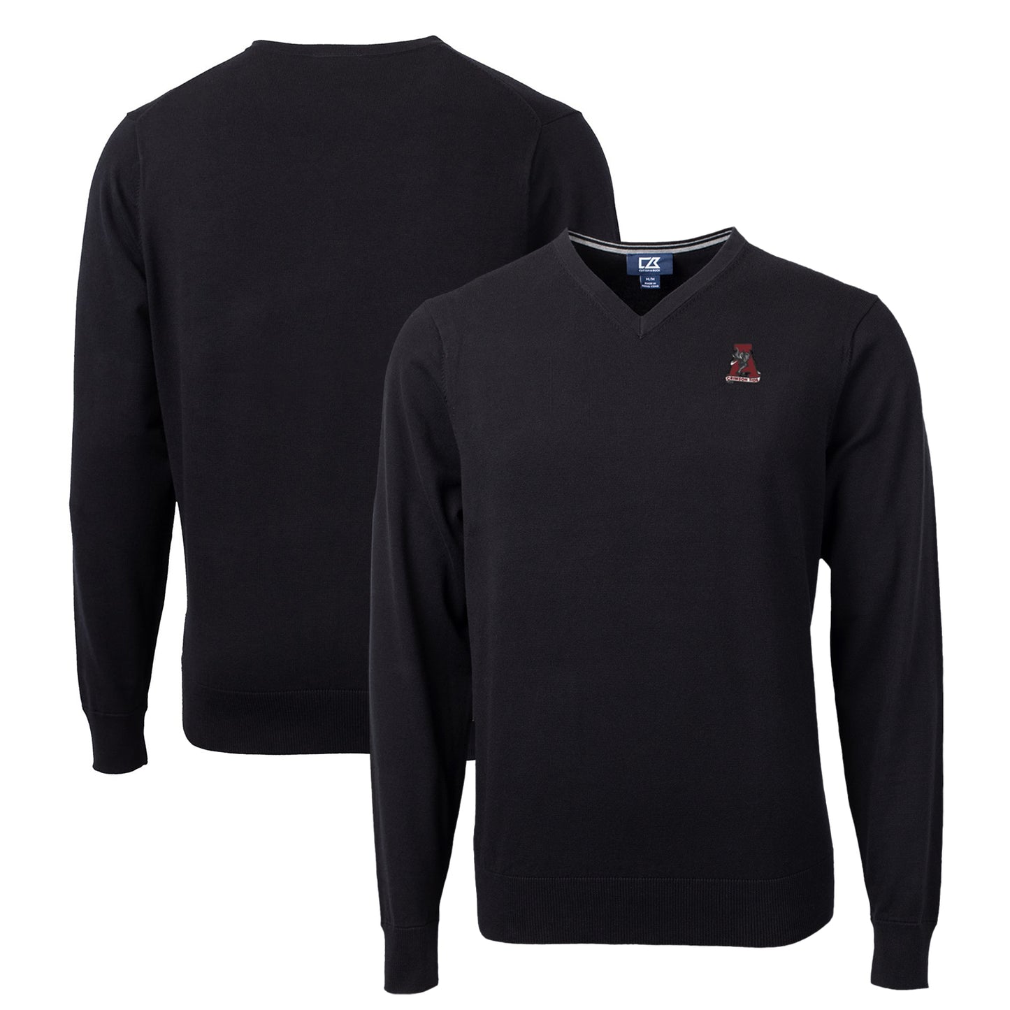 Men's Cutter & Buck Black Alabama Crimson Tide Lakemont Tri-Blend V-Neck Pullover Sweater