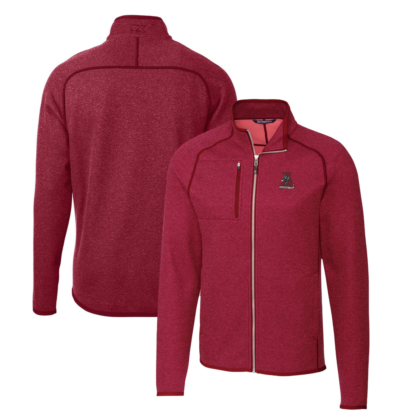 Men's Cutter & Buck Crimson Alabama Crimson Tide Mainsail Sweater-Knit Full-Zip Jacket