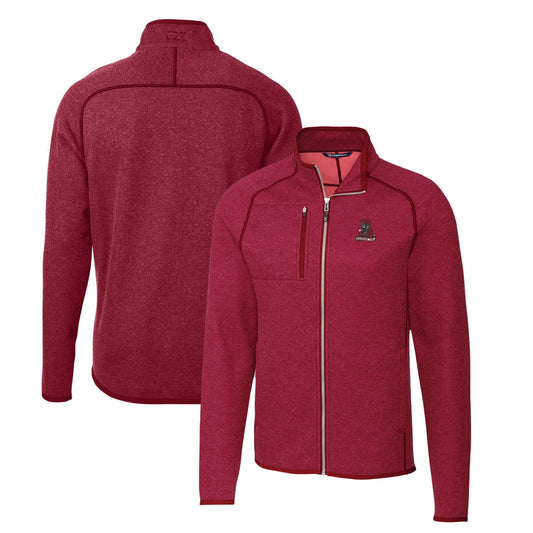 Men's Cutter & Buck Crimson Alabama Crimson Tide Mainsail Sweater-Knit Full-Zip Jacket