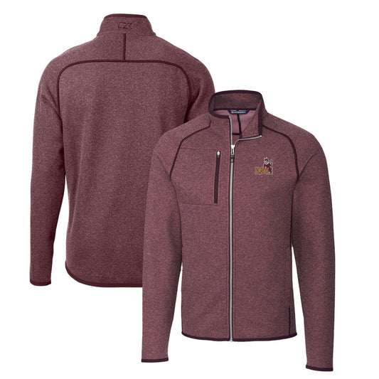 Men's Cutter & Buck Maroon Arizona State Sun Devils Mainsail Sweater-Knit Full-Zip Jacket