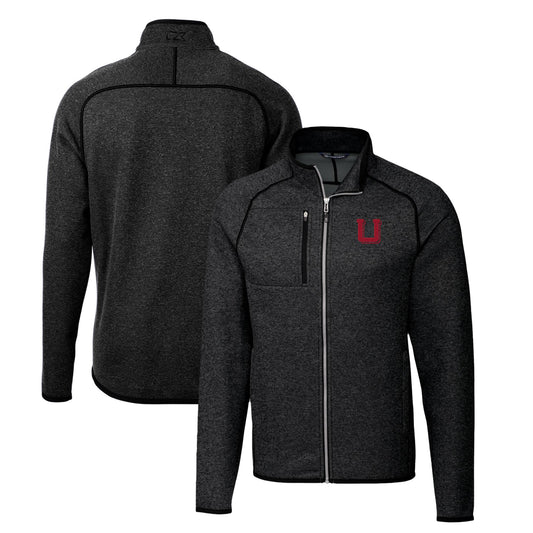 Men's Cutter & Buck Heather Charcoal Utah Utes Mainsail Sweater-Knit Full-Zip Jacket