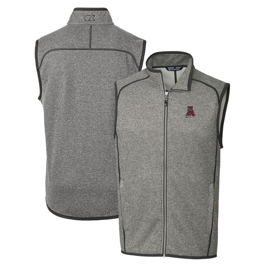 Men's Cutter & Buck Heather Gray Alabama Crimson Tide Mainsail Sweater-Knit Full-Zip Vest