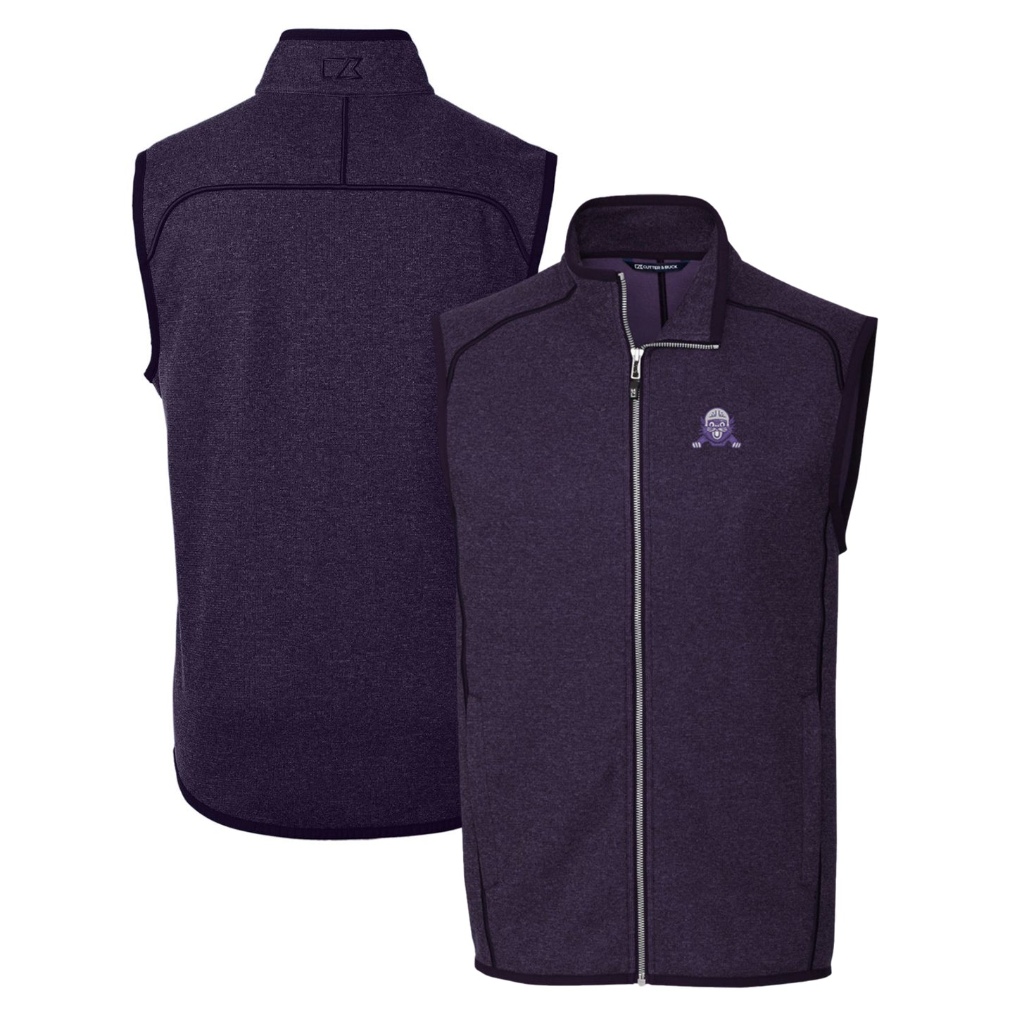 Men's Cutter & Buck Heather Purple Northwestern Wildcats Mainsail Sweater-Knit Full-Zip Vest