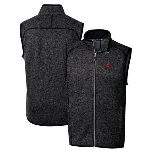 Men's Cutter & Buck Heather Charcoal Ole Miss Rebels Mainsail Sweater-Knit Full-Zip Vest