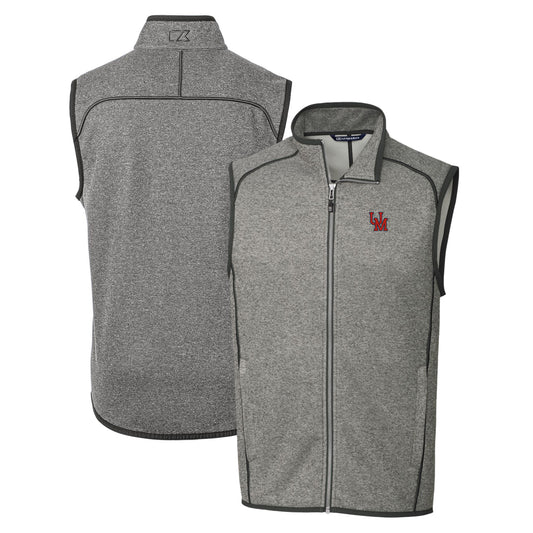 Men's Cutter & Buck Heather Gray Ole Miss Rebels Mainsail Sweater-Knit Full-Zip Vest