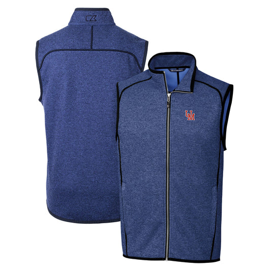 Men's Cutter & Buck Heather Royal Ole Miss Rebels Mainsail Sweater-Knit Full-Zip Vest