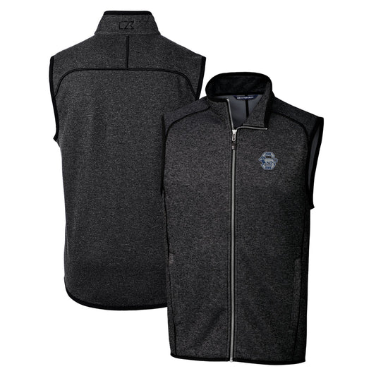Men's Cutter & Buck Heather Charcoal Penn State Nittany Lions Mainsail Sweater-Knit Full-Zip Vest