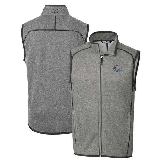 Men's Cutter & Buck Heather Gray Penn State Nittany Lions Mainsail Sweater-Knit Full-Zip Vest