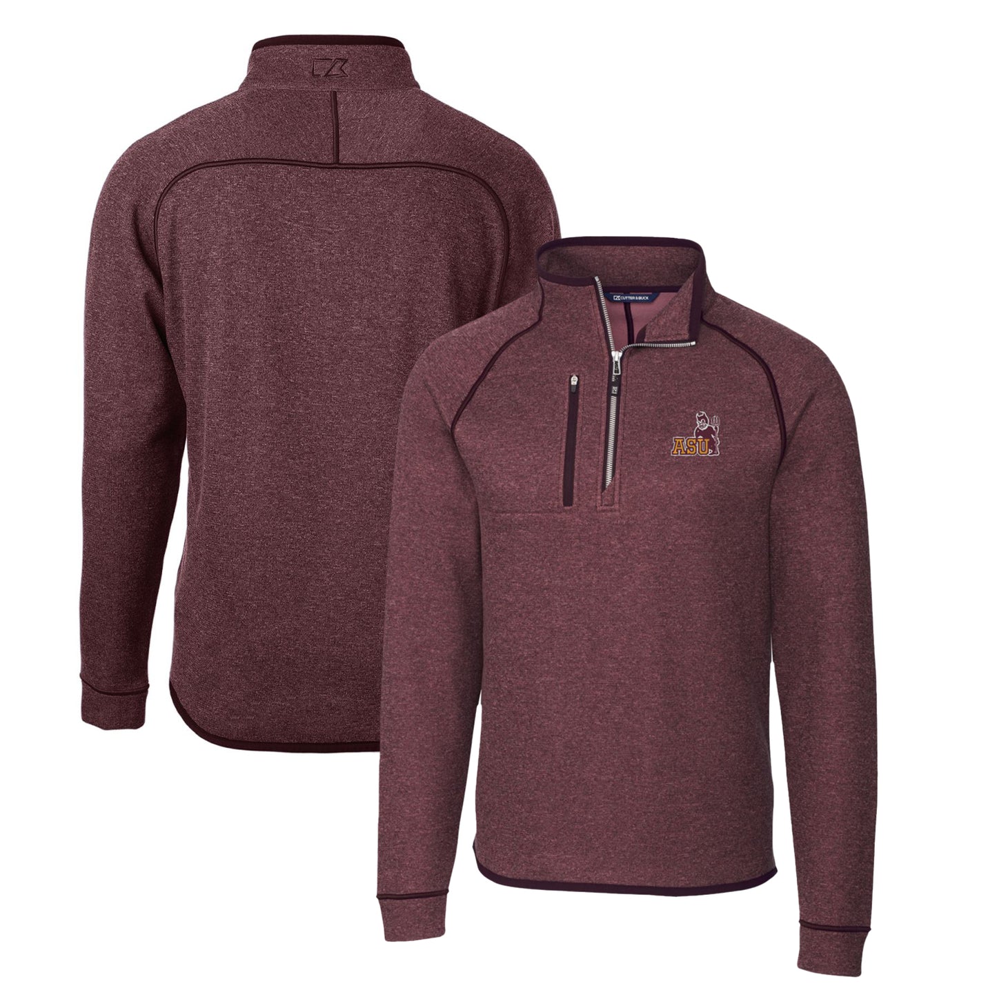 Men's Cutter & Buck Maroon Arizona State Sun Devils Mainsail Sweater-Knit Half-Zip Pullover Jacket