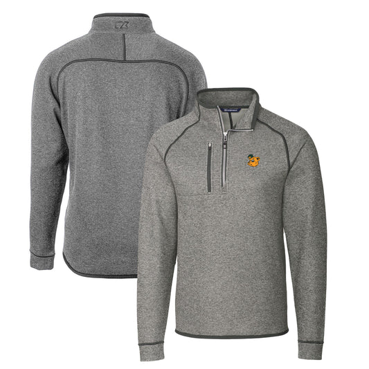 Men's Cutter & Buck Heather Gray Baylor Bears Mainsail Sweater-Knit Half-Zip Pullover Jacket