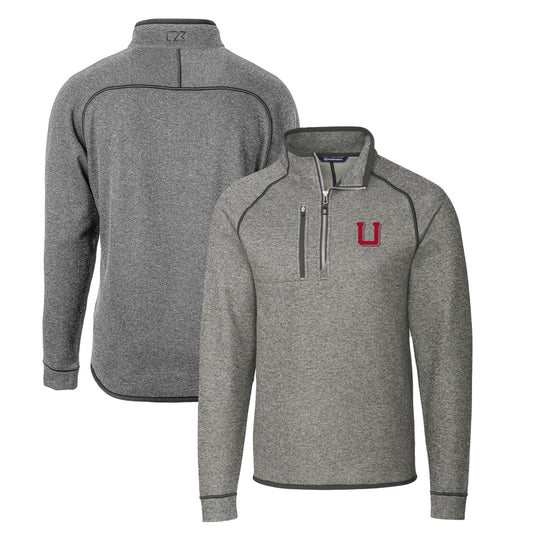 Men's Cutter & Buck Heather Gray Utah Utes Mainsail Sweater-Knit Half-Zip Pullover Jacket