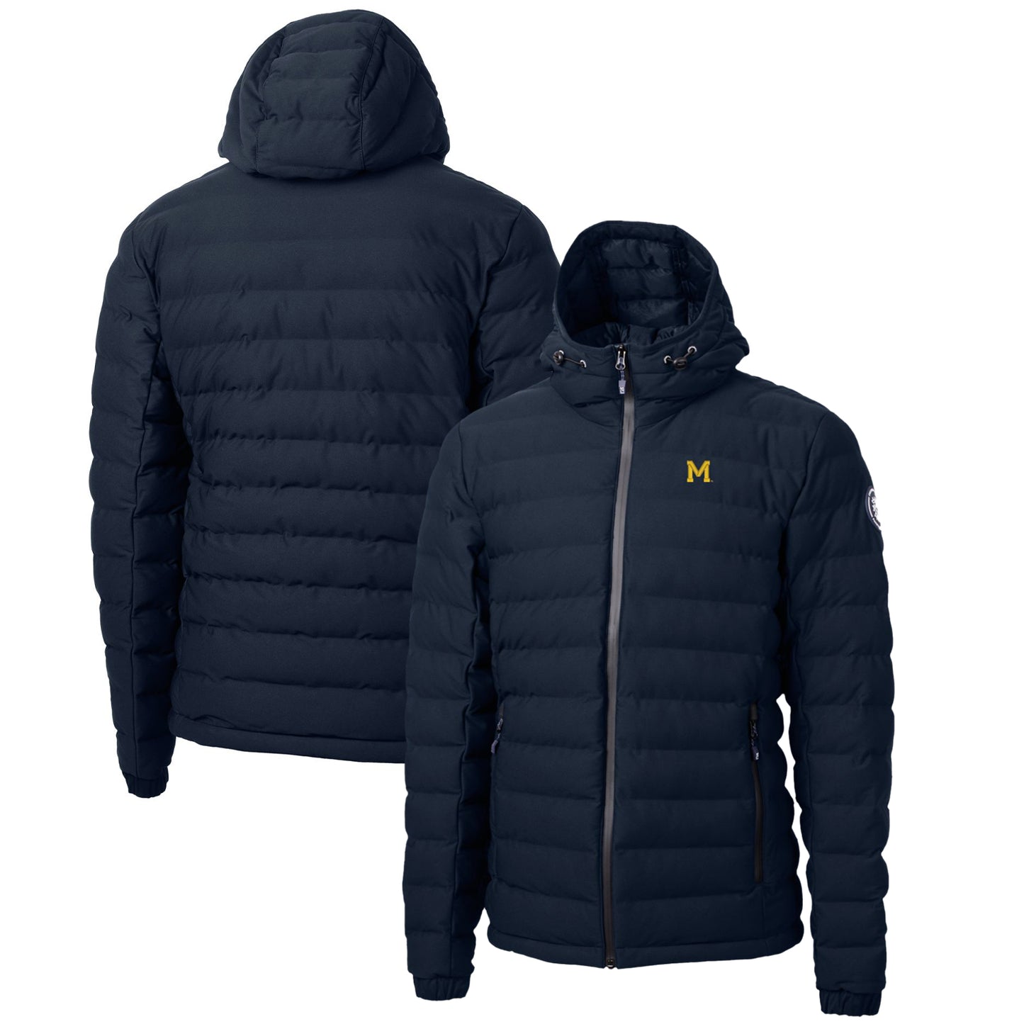 Men's Cutter & Buck Navy Michigan Wolverines Mission Ridge Repreve Eco Insulated Puffer Full-Zip Jacket