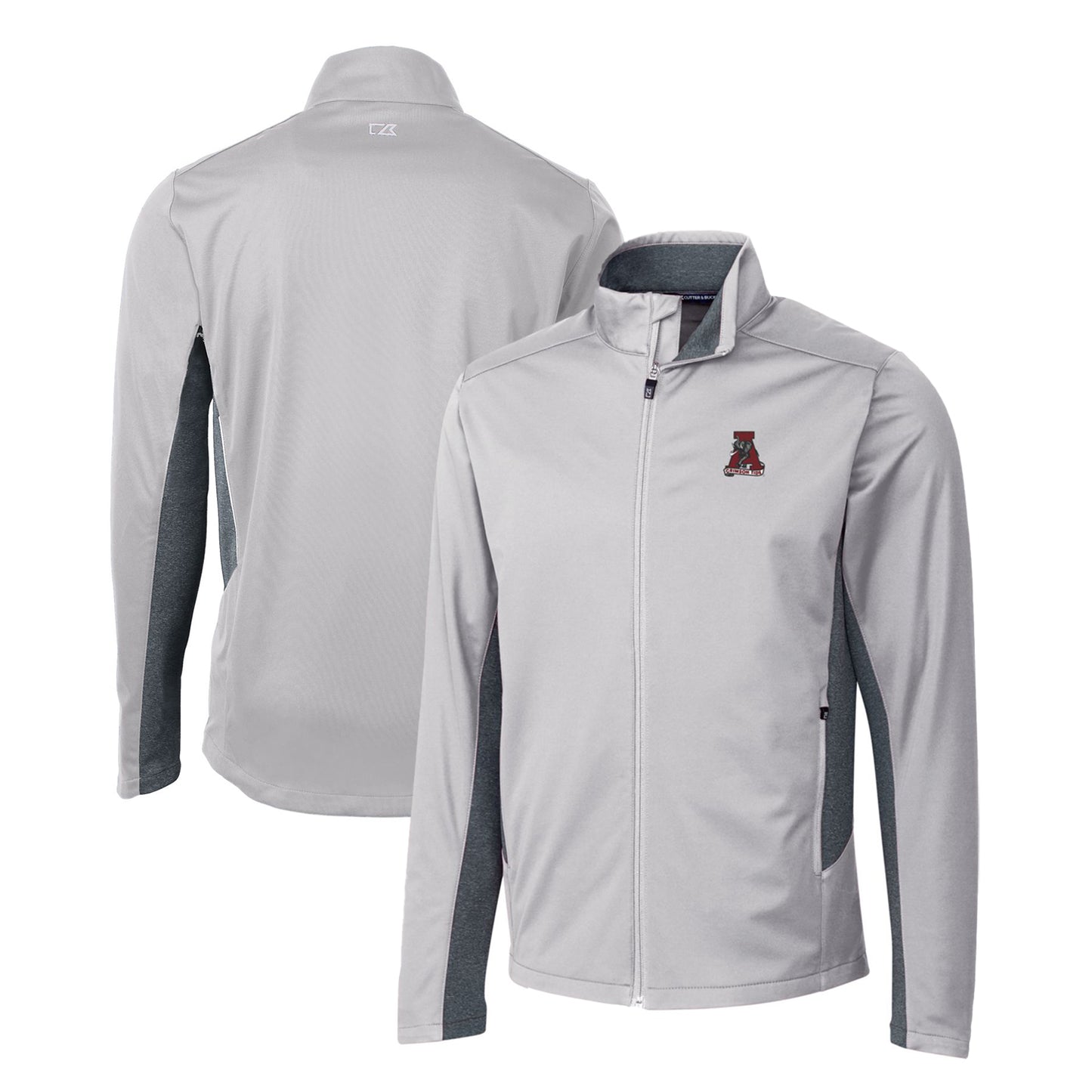 Men's Cutter & Buck Gray Alabama Crimson Tide Navigate Softshell Full-Zip Jacket