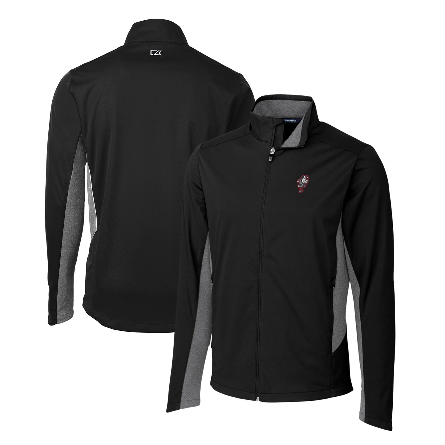 Men's Cutter & Buck Black Ohio State Buckeyes Navigate Softshell Full-Zip Jacket