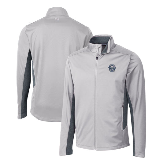 Men's Cutter & Buck Gray Penn State Nittany Lions Navigate Softshell Full-Zip Jacket