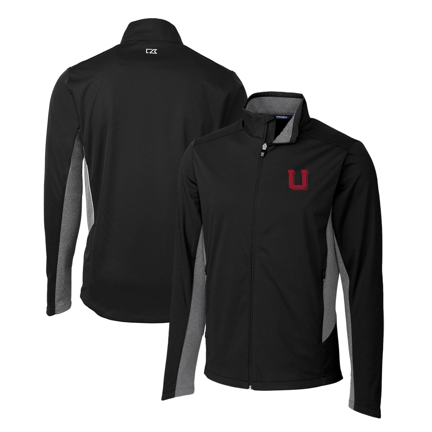 Men's Cutter & Buck Black Utah Utes Navigate Softshell Full-Zip Jacket