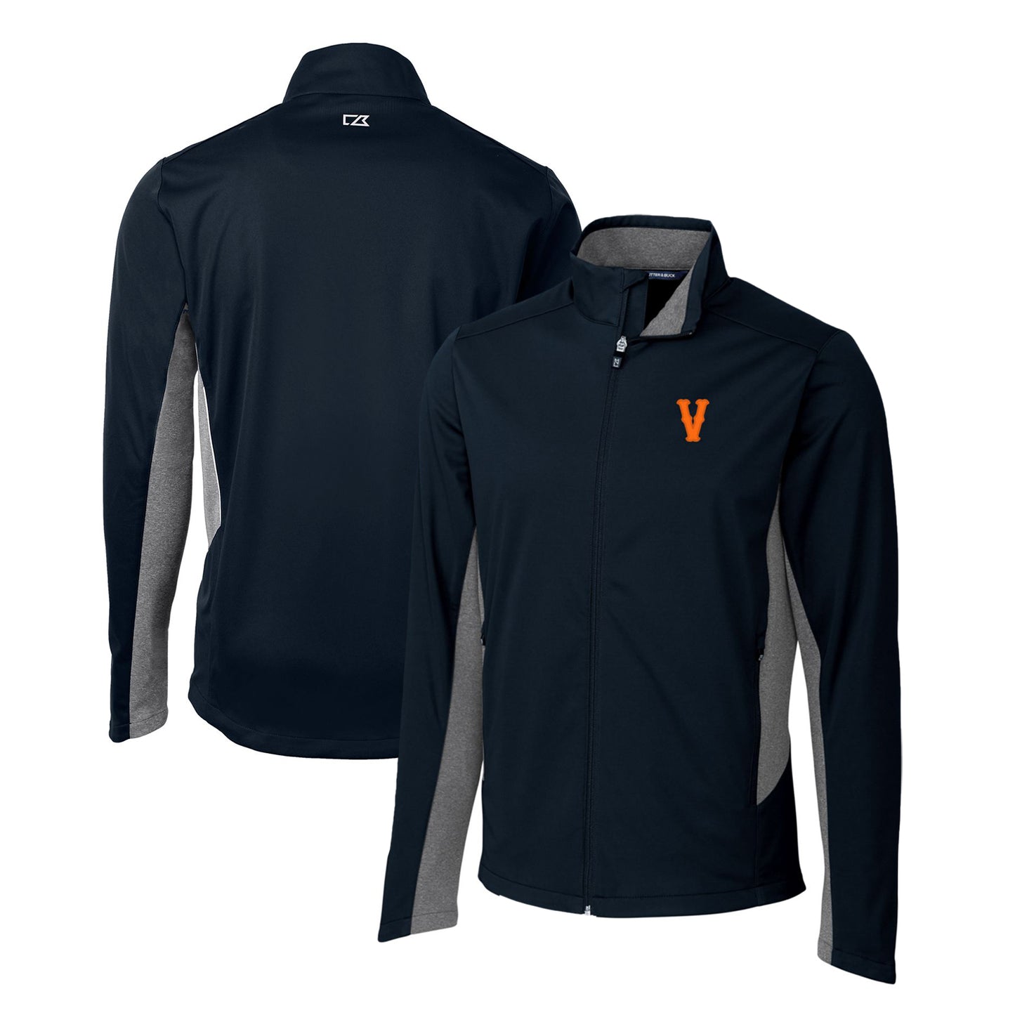 Men's Cutter & Buck Navy Virginia Cavaliers Navigate Softshell Full-Zip Jacket
