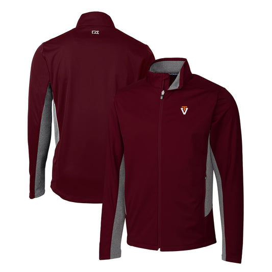 Men's Cutter & Buck Maroon Virginia Tech Hokies Navigate Softshell Full-Zip Jacket