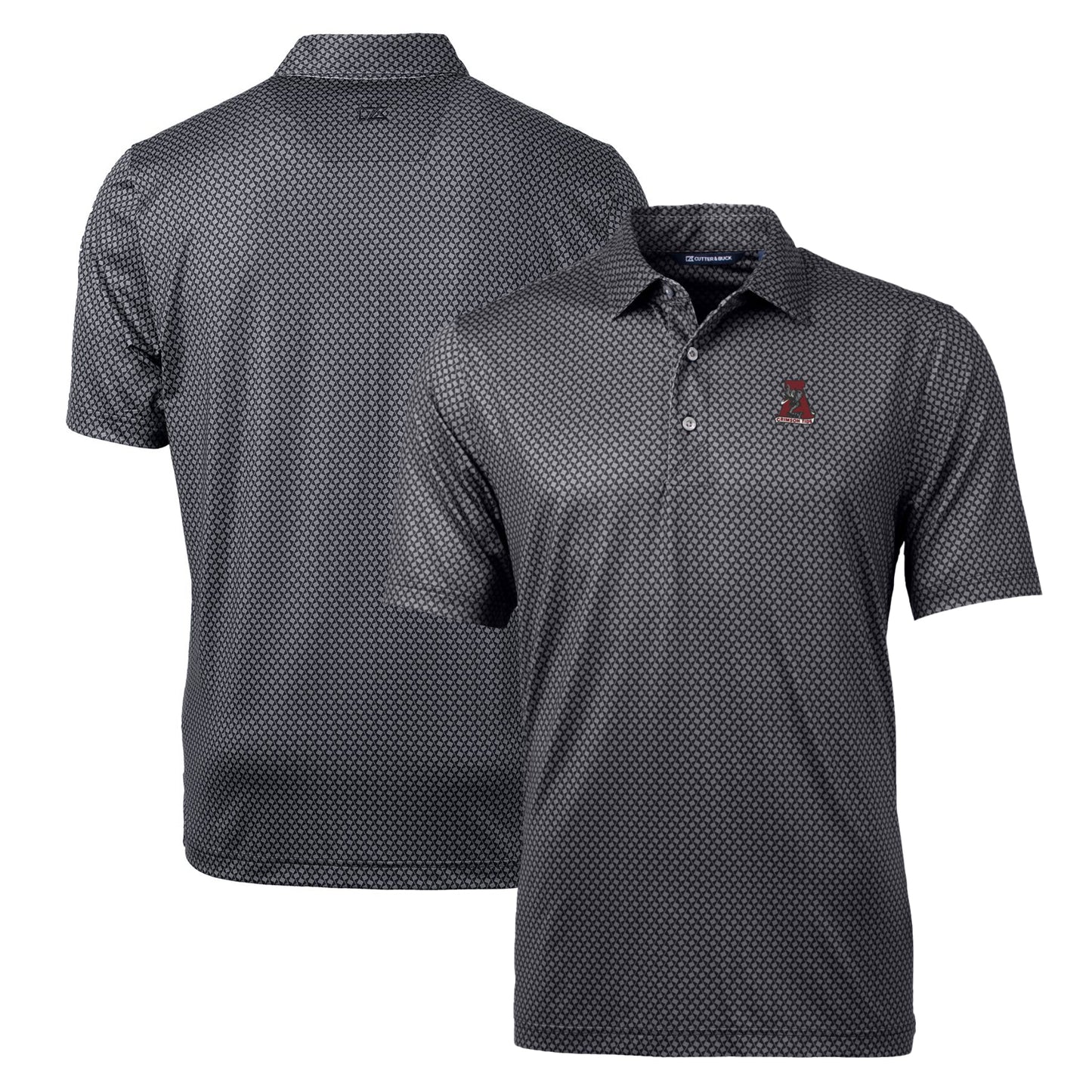 Men's Cutter & Buck Black Alabama Crimson Tide Pike Banner Stretch Polo