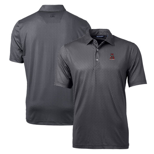 Men's Cutter & Buck Black Alabama Crimson Tide Pike Banner Stretch Polo