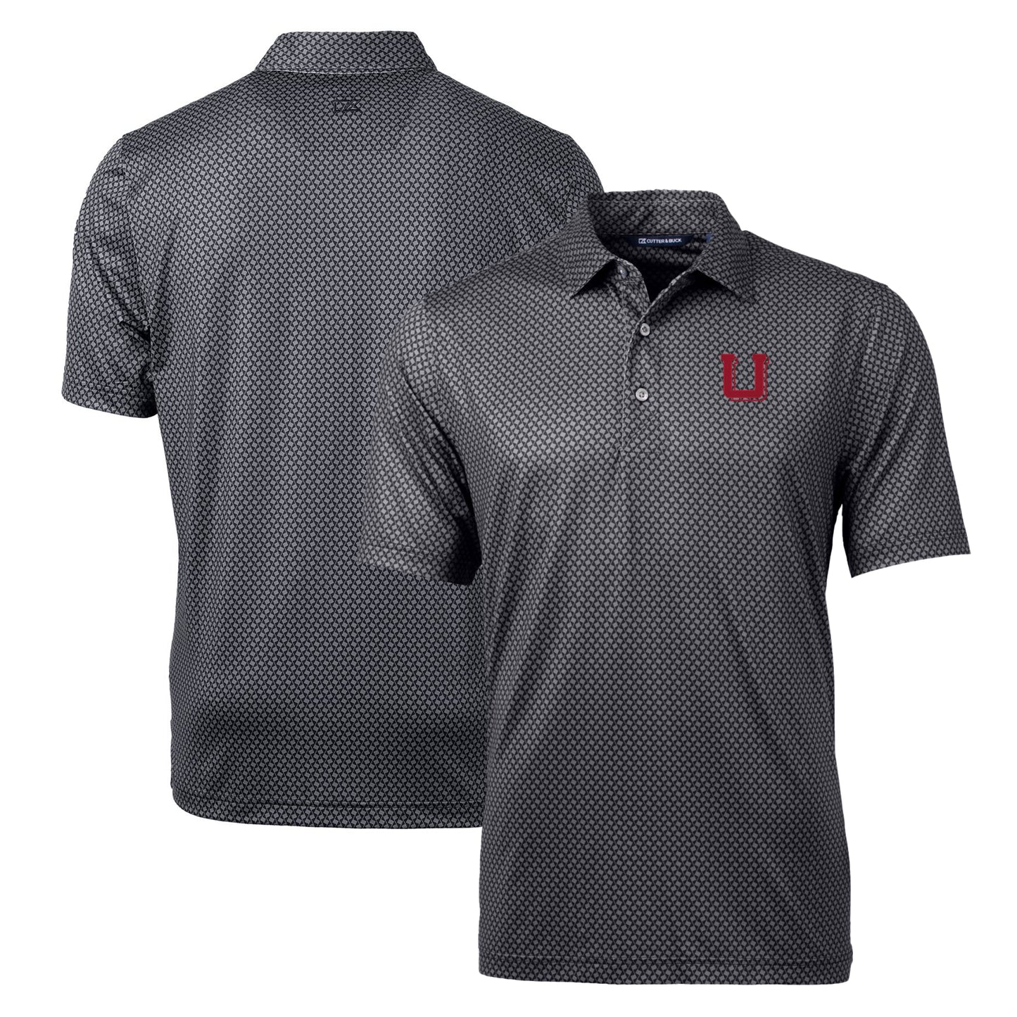 Men's Cutter & Buck Black Utah Utes Pike Banner Stretch Polo
