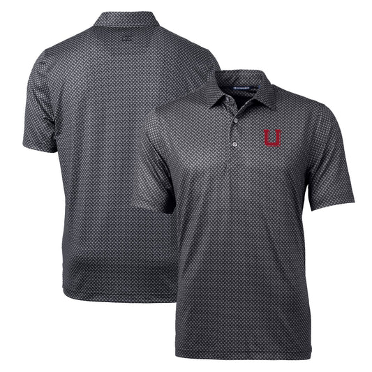 Men's Cutter & Buck Black Utah Utes Pike Banner Stretch Polo