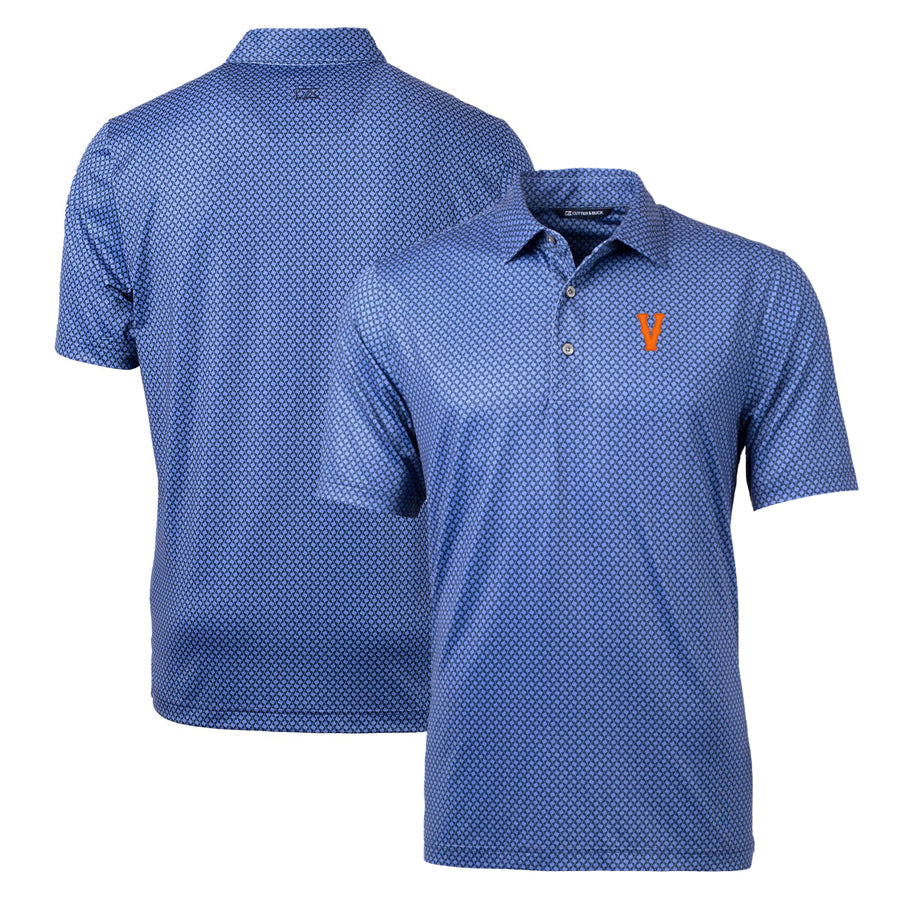 Men's Cutter & Buck Navy Virginia Cavaliers Vintage Pike Banner Stretch Polo
