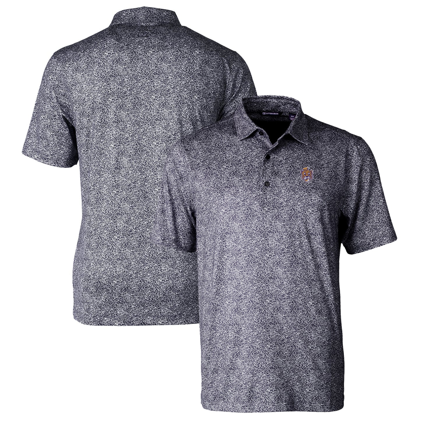 Men's Cutter & Buck Black LSU Tigers Pike Constellation Stretch Polo