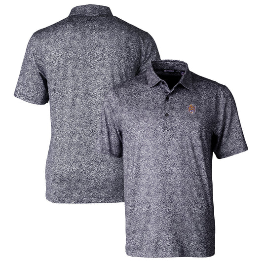Men's Cutter & Buck Black LSU Tigers Pike Constellation Stretch Polo