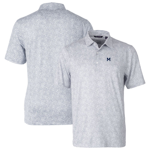 Men's Cutter & Buck Gray Michigan Wolverines Pike Constellation Stretch Polo