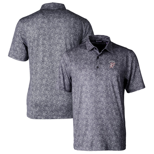 Men's Cutter & Buck Black Mississippi State Bulldogs Pike Constellation Stretch Polo