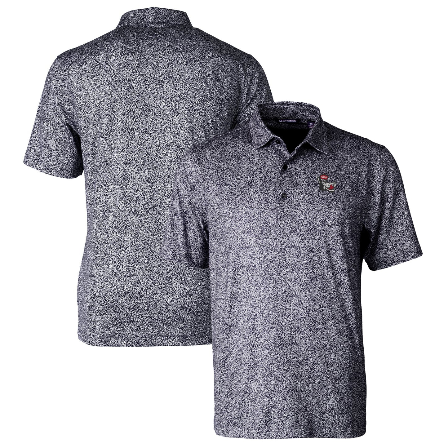 Men's Cutter & Buck Black NC State Wolfpack Pike Constellation Stretch Polo