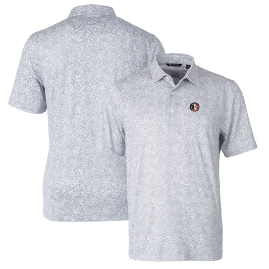 Men's Cutter & Buck Gray Florida State Seminoles Pike Constellation Stretch Polo