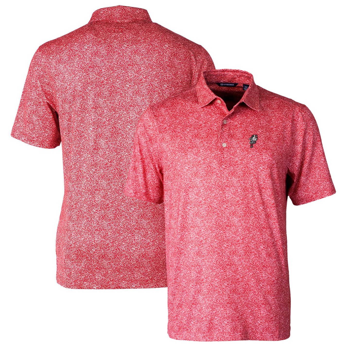 Men's Cutter & Buck Scarlet Ohio State Buckeyes Pike Constellation Stretch Polo