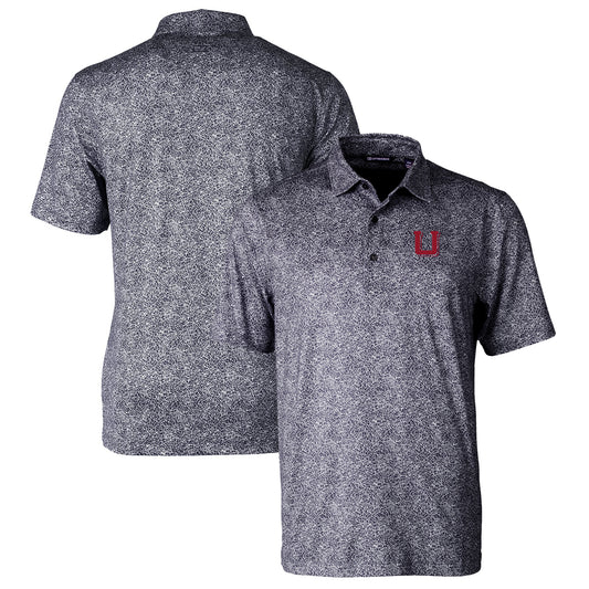 Men's Cutter & Buck Black Utah Utes Pike Constellation Stretch Polo