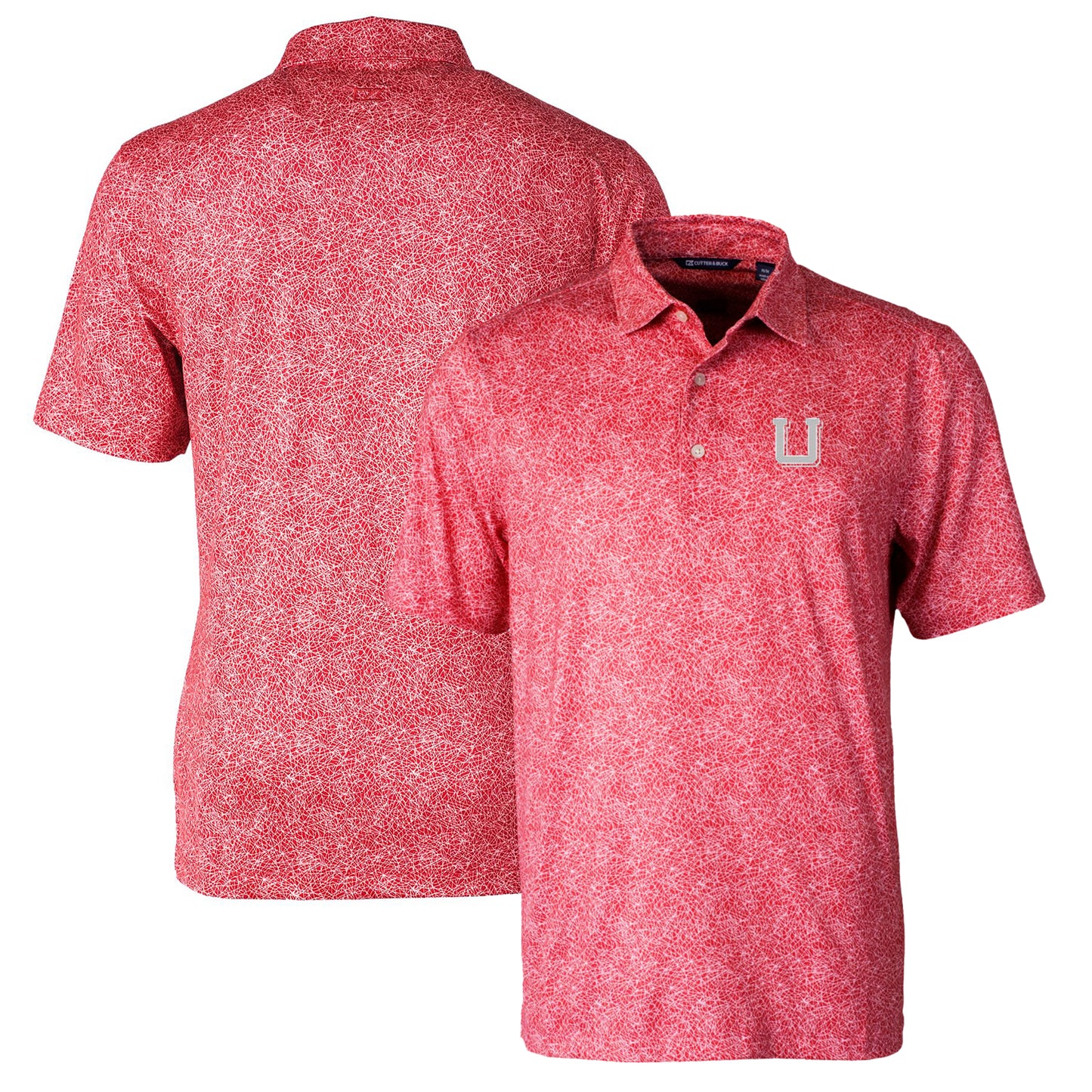 Men's Cutter & Buck Red Utah Utes Pike Constellation Stretch Polo