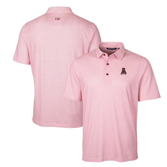 Men's Cutter & Buck Crimson Alabama Crimson Tide Primary Team Logo Pike Double Dot Print Stretch Polo