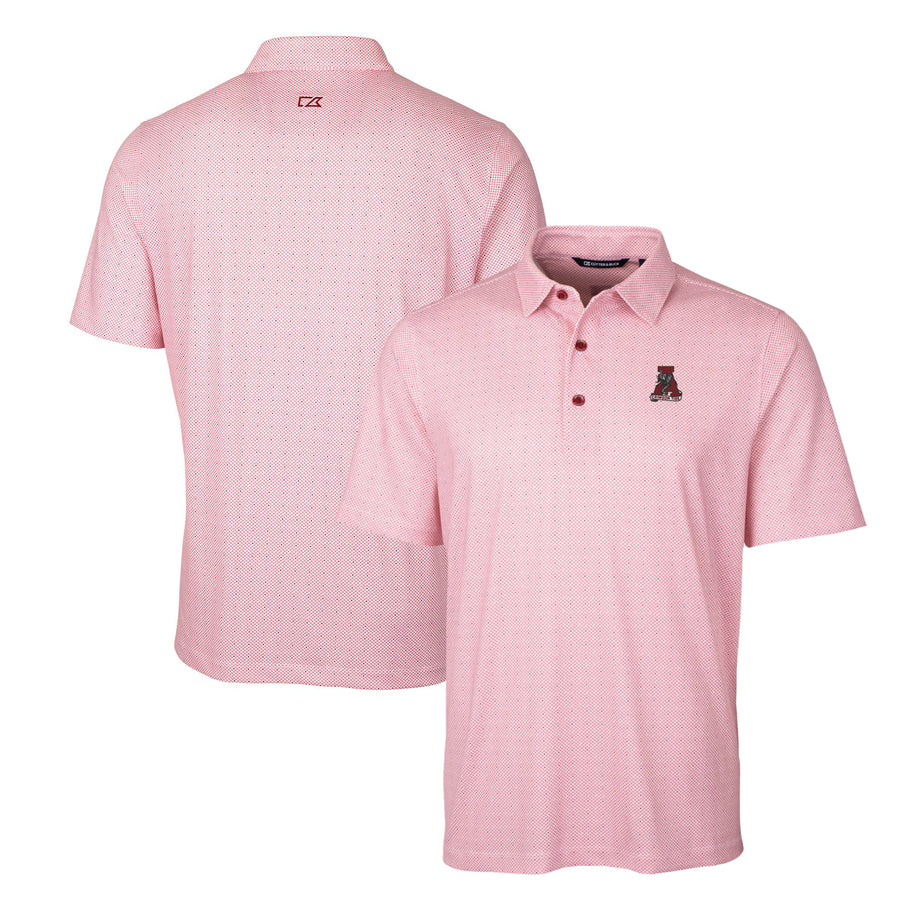 Men's Cutter & Buck Crimson Alabama Crimson Tide Primary Team Logo Pike Double Dot Print Stretch Polo