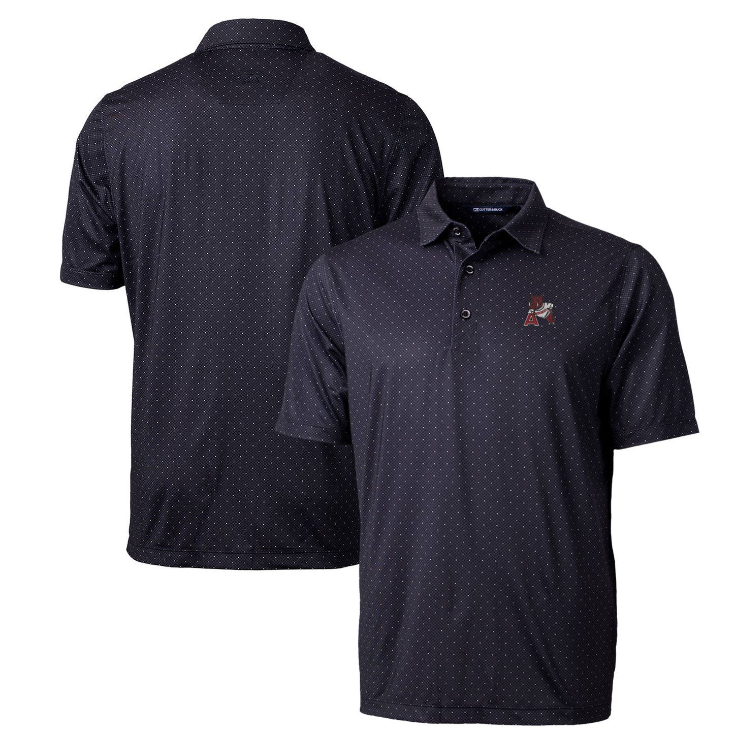 Men's Cutter & Buck Black Arkansas Razorbacks Primary Team Logo Pike Double Dot Print Stretch Polo