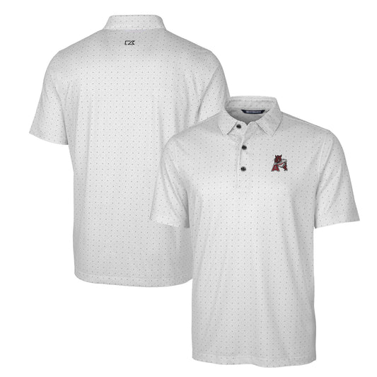 Men's Cutter & Buck Charcoal Arkansas Razorbacks Primary Team Logo Pike Double Dot Print Stretch Polo