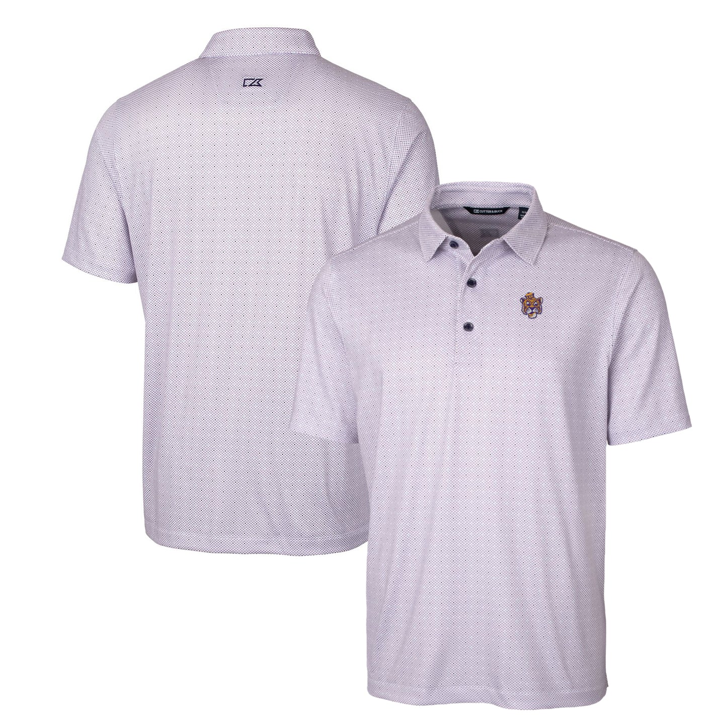 Men's Cutter & Buck Purple LSU Tigers Primary Team Logo Pike Double Dot Print Stretch Polo