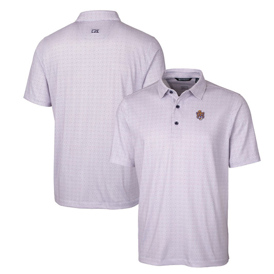 Men's Cutter & Buck Purple LSU Tigers Primary Team Logo Pike Double Dot Print Stretch Polo