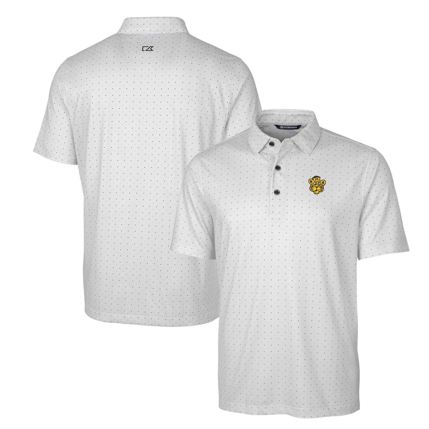 Men's Cutter & Buck Charcoal Missouri Tigers Primary Team Logo Pike Double Dot Print Stretch Polo