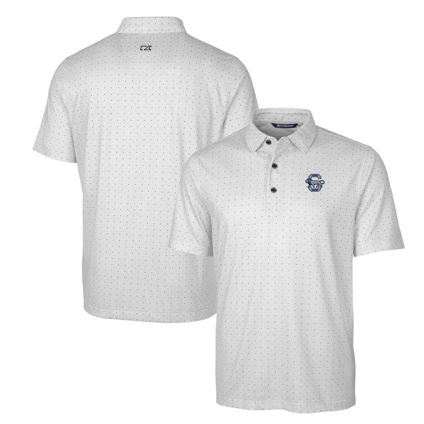 Men's Cutter & Buck Charcoal Penn State Nittany Lions Primary Team Logo Pike Double Dot Print Stretch Polo