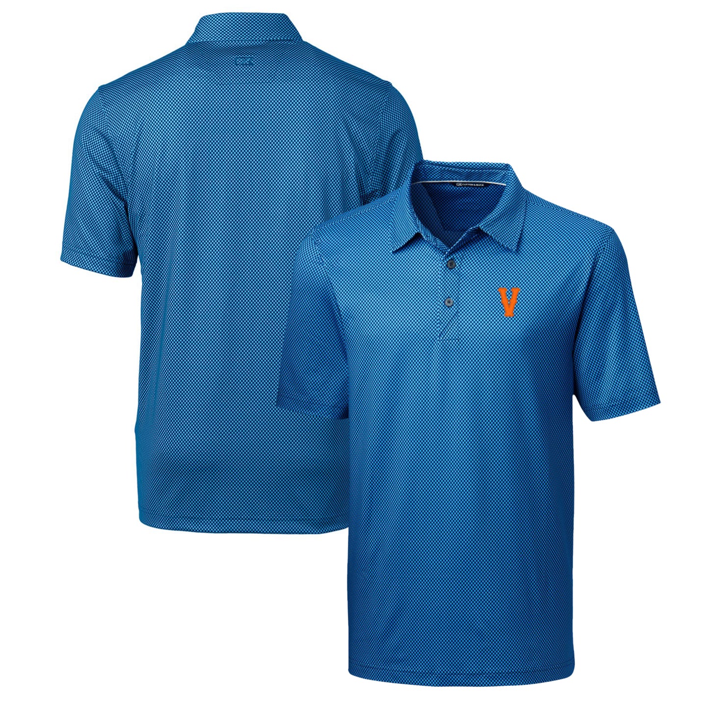 Men's Cutter & Buck Navy Virginia Cavaliers Vintage Primary Team Logo Pike Mini Pennant Polo