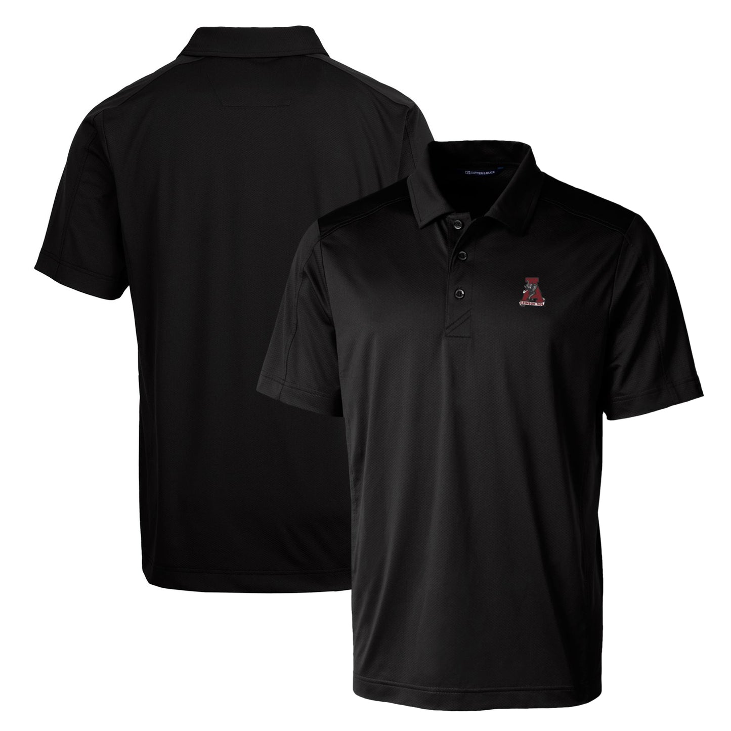 Cutter & Buck Black Alabama Crimson Tide Primary Team Logo Prospect Textured Stretch Polo